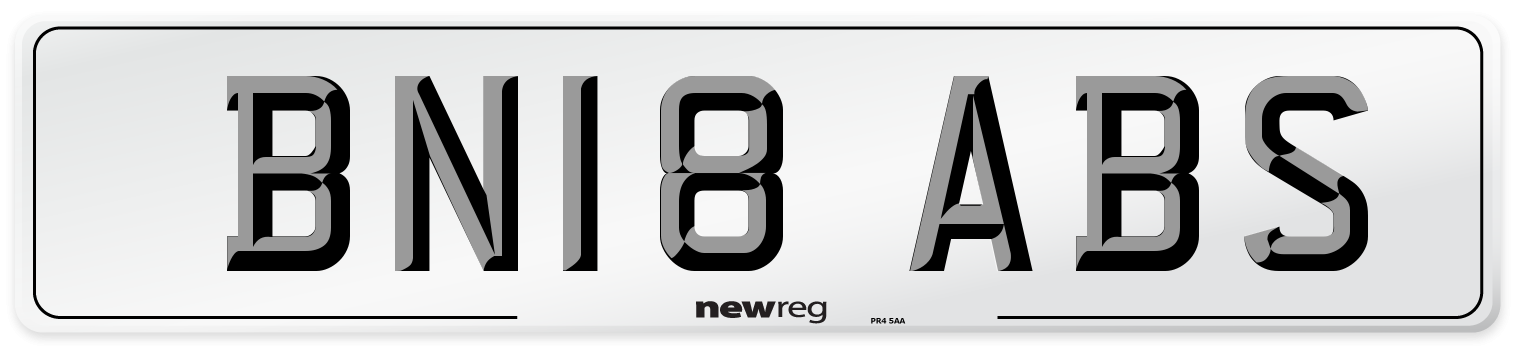 BN18 ABS Number Plate from New Reg